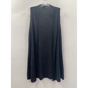 Eileen Fisher Women’s Sleeveless Ribbed Linen Cardigan Charcoal Black Size M
